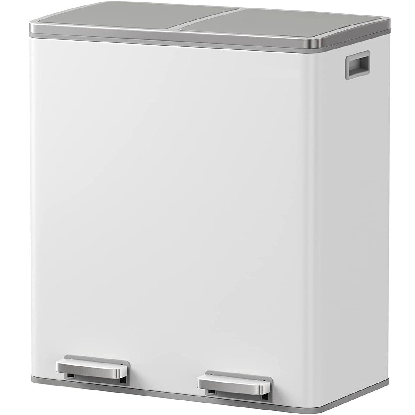 KITCHEN MOVE kosz kuchenny z pedałem selektywnym o dużej pojemności 60L (2x30L) MAJOR ze stali nierdzewnej biały