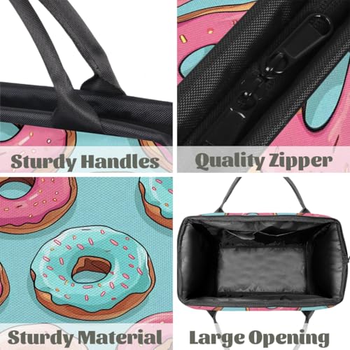 Travel Duffel Bag for Women, Watercolor Donut Pattern Weekender Overnight Bag Carry on Beach Swim Bags Dance Bag Airlines Approved Personal Item Travel Bag for Yoga, Sports, Hospital4