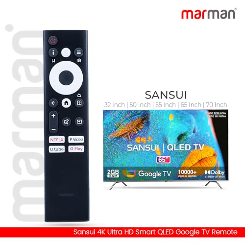 Image of marman Compatible with Sansui Google Tv Remote Control Original Model JSW43ASUHD JSW50GSUHD JSW65ASUHDFF Suitable for 4K UHD HD Ready QLED Smart Android Television - Non Voice Command