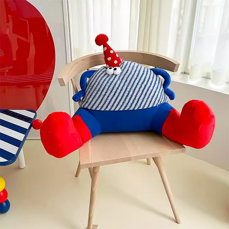 Tezimjia Reading Pillow Bed Wedge Big Adult Children Bed Backrest Pillow for Bed with Arms Back Support for Sitting Up in Bed/Couch While Relaxing, Gaming,or Reading (Blue)