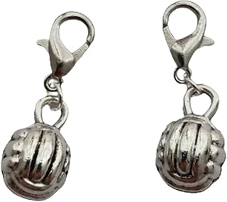 2 Pcs Volleyball Clip on Charm, Volleyball Charm Zipper Pull, Purse Charm, Sport Lover, Antique Silver Color