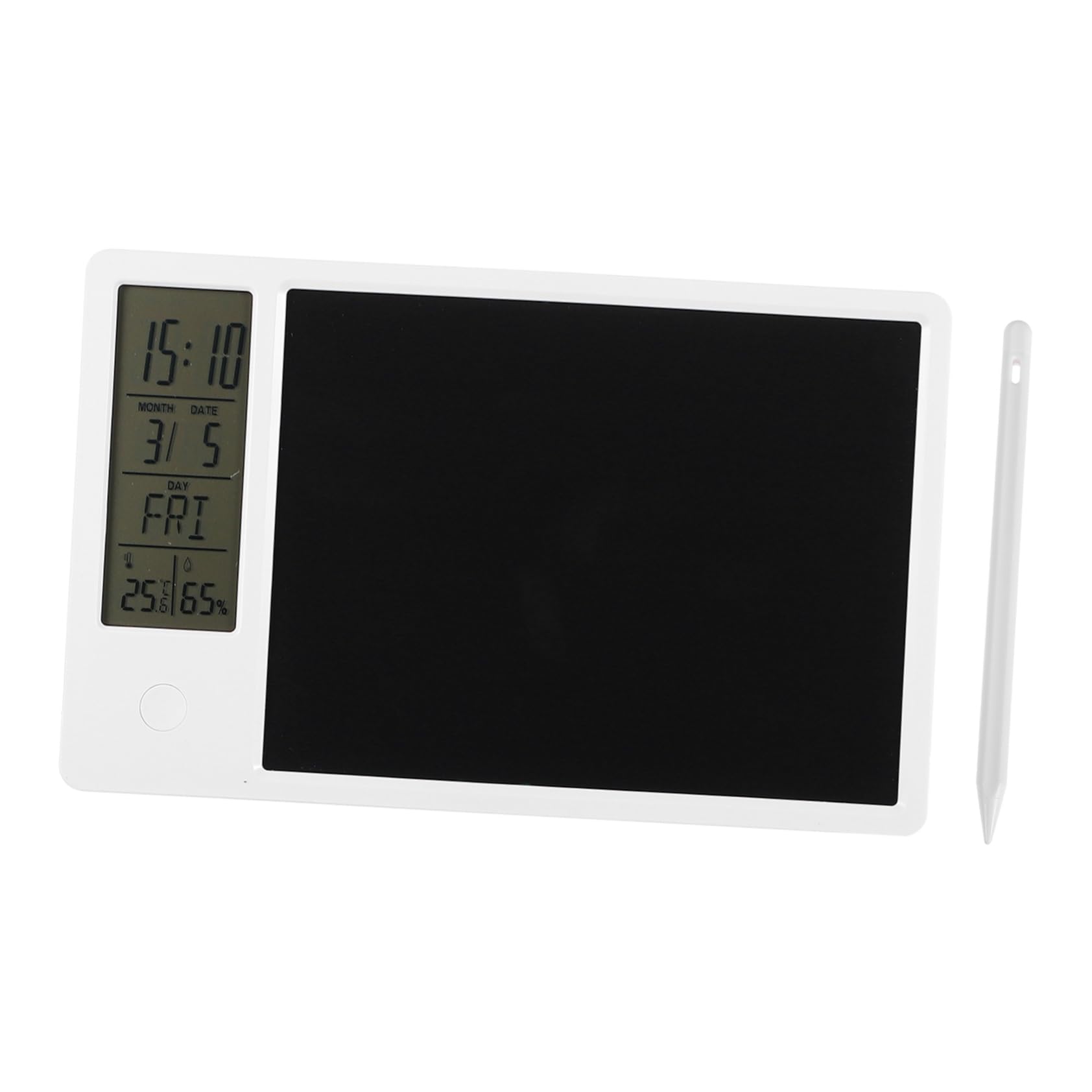 Amosfun Calendario Elettronico Igrotermografo e Tavoletta Lcd Scrittura 10 Pollici Bianco Blocco Schermo, Batteria Ricaricabile USB Type-c, per Ambienti Domestici e Lavorativi