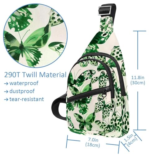Mochila cruzada verde con estampado de mariposas y correa ajustable 4