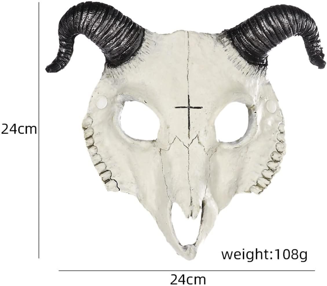 MYPLAISIR Deer Skull Mask, 3D Animal Skull Mask Goat Mask for Halloween Costume Party Carnival Cosplay