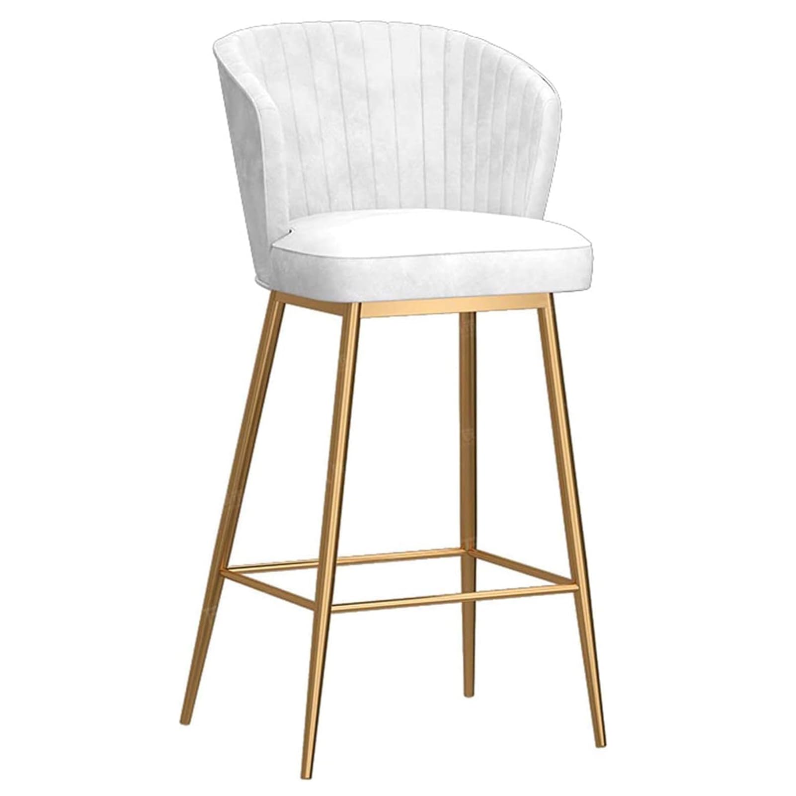 Funda Para Taburete De Bar Con Respaldo - Terciopelo Elástico, Antipolvo, Fácil De Lavar, Color Blanco