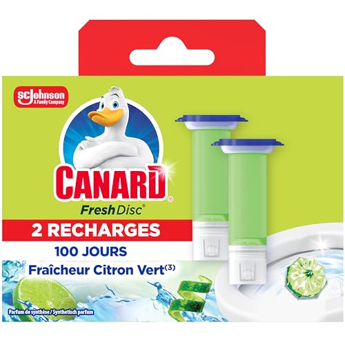 Canard Wc Fresh Disc Recharges Citron Vert – Bloc Sans Cage Nettoyant WC – 2 Recharges