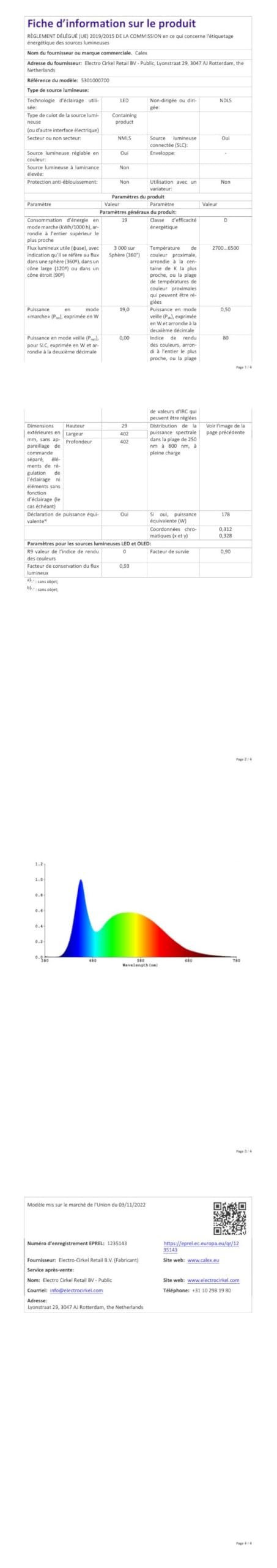 CALEX Smart LED Deckenleuchte Halo, 40 cm, RGB-Farben & kalt- bis warmweiß Licht, dimmbar, WLAN App- & Sprachsteuerung, Weiß
