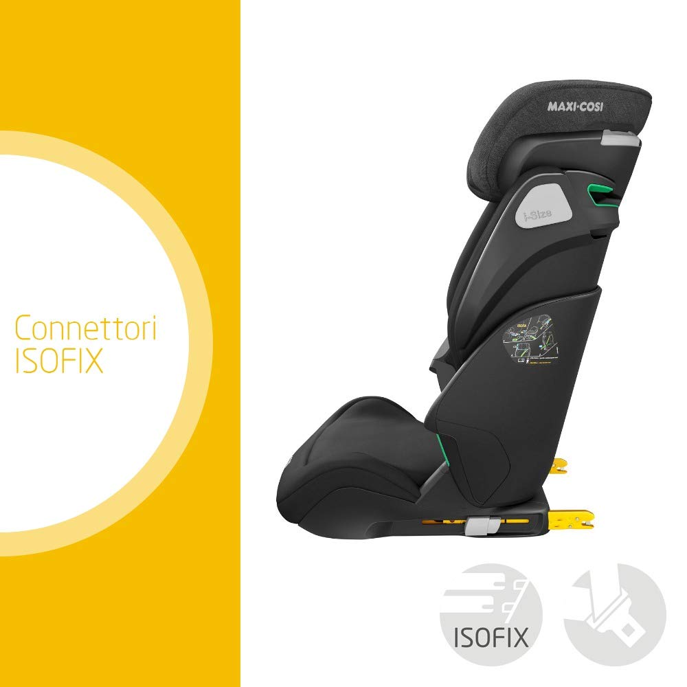 Maxi-Cosi Kore i-Size Seggiolino auto per bambini 3,5 - 12 anni, 100 - 150 cm, Seggiolino auto ISOFIX, Altezza/Larghezza regolabile, Sistema di protezione laterale SPS Plus, Authentic Black