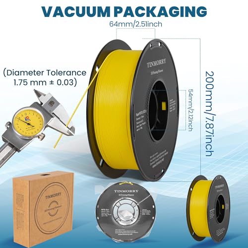 Image of TINMORRY PETG Filament 1.75, Rapid PETG-Eco 3D Printer Filament, Compatible with Most FDM 3D Printers, 1 KG 1 Spool, Bright Yellow