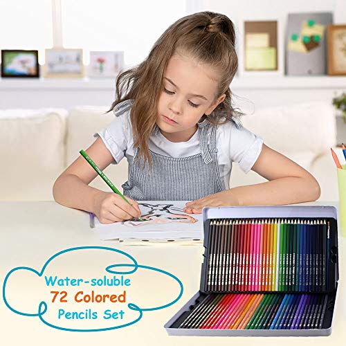 KKmoon Conjunto de 72 lápis de cor profissional pré-afiado Lápis de cor de água solúvel em água com