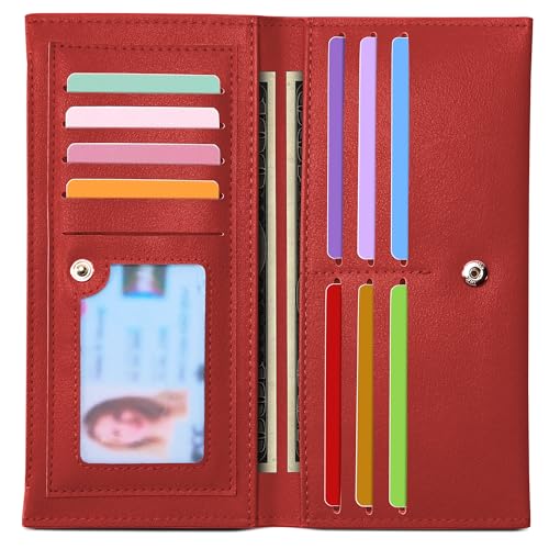 Image of Tipmile Slim Wallet for Women, RFID Blocking Credit Card Holder | Thin Compact Bifold Wallet with Zipper, Ladies Gift