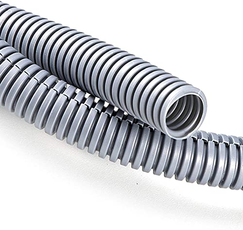 Image of ZhiYo 20FT 3 /8 inch Wire Loom Split Tubing Auto Wire Conduit Flexible Cover | High Temperature Heat Resistant -40F to 257F | Plastic Cover for Electrical Wires & Cables, Grey