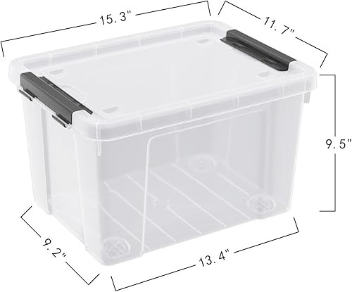 Miniatura 4 de Paquete de 4 cajas de almacenamiento de plástico de 22 cuartos de galón con ruedas, caja de almacenamiento transparente