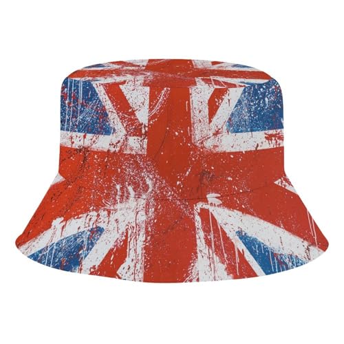 Retro Union JackChildren's Bucket Hat for Boys and Girls, Breathable Summer Beach Hat54cm