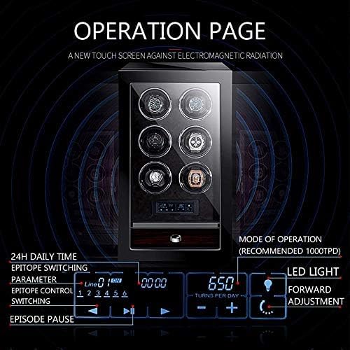 FENOKD Mechanical Watch Shaker Watch Winder Box for Automatic Watches with LED Backlight and LCD Display, 5 Roating Mode and Fingerprint Unlock, Watch Case B, 3202 (Mq 3204)