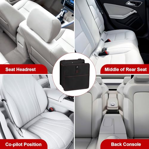 Image of Simple Deluxe Car Trash Can, Leak-Proof Car Garbage Can with Storage Pockets, Collapsible, Portable and Waterproof, 3 Gallon, Black