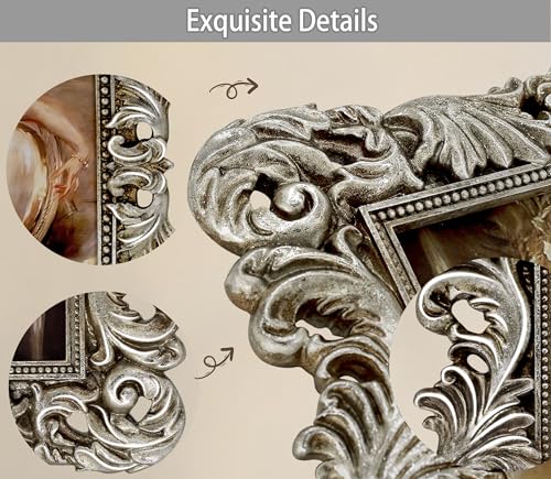 Image of Silver Picture Frame 8x10 Gothic Picture Frames Ornate Vintage | Real Glass, Wall or Tabletop Display, Fits 8x10 or 5x7 Photo with Mat