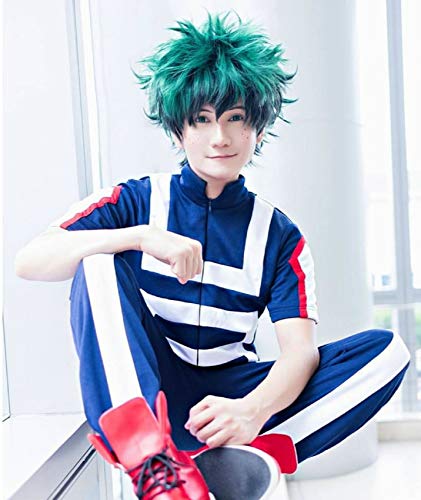 Zerogoo Anime Mha Bnha Cosplay Wig Include Wig Cap And Keychain For Women Men Adult Halloween Costume Cosplay (Green - Black) #TOP6