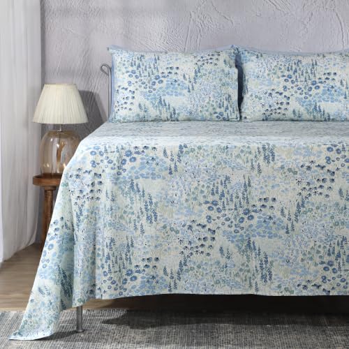 Image of Bedsheet Set | GOTS Certified 100% Organic Cotton Percale | 200 TC | Breathable & Skin-Friendly (Single, Windflower)