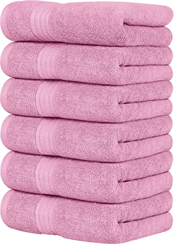 Utopia Towels - Juego de 6 Toallas de Mano de Lujo, (41 x 71 CM) 100% Algodón Hilado en Anillos, Ligeras y Altamente Absorbentes para Baño, Viaje, Camping, Hotel y SPA (Rosa)