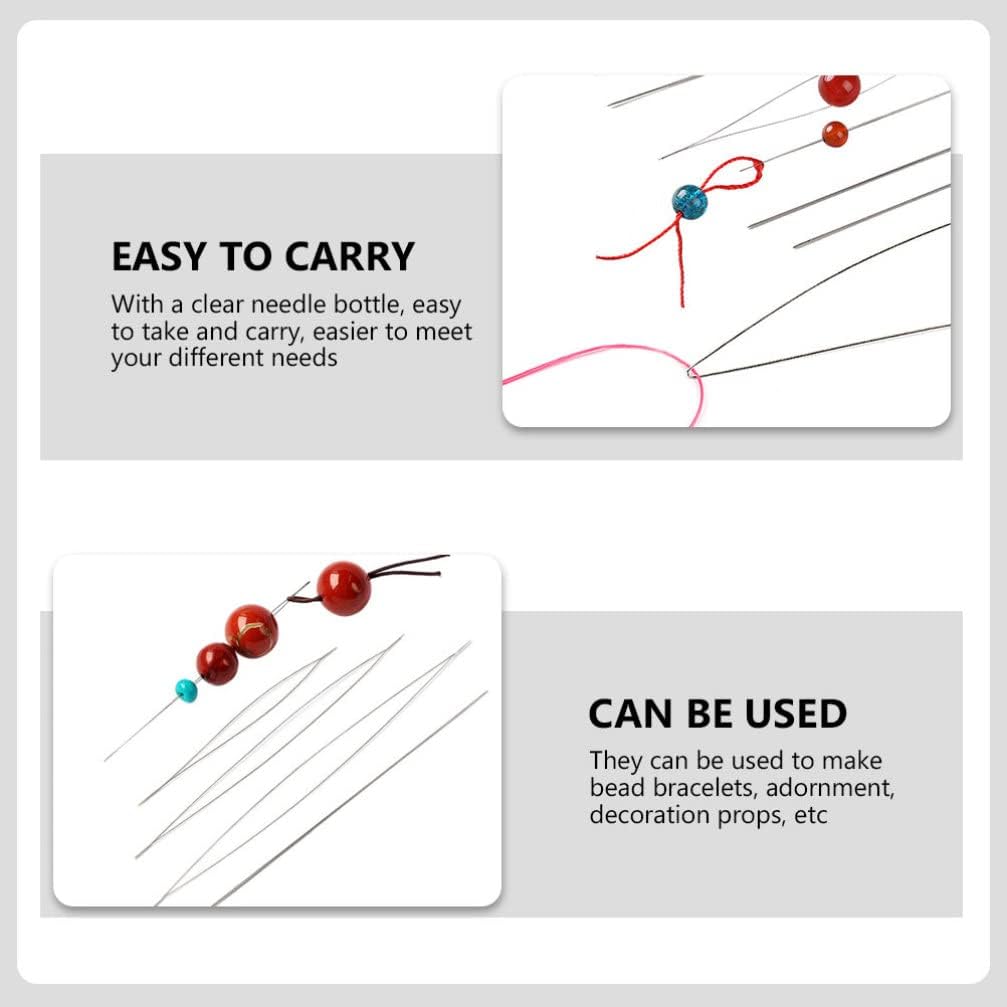 Wakauto 1set DIY Beading Needle Durable Manually Threaded Needles for Jewelry Making Easy to Use Corrosion Resistance for Crafting and Sewing Projects