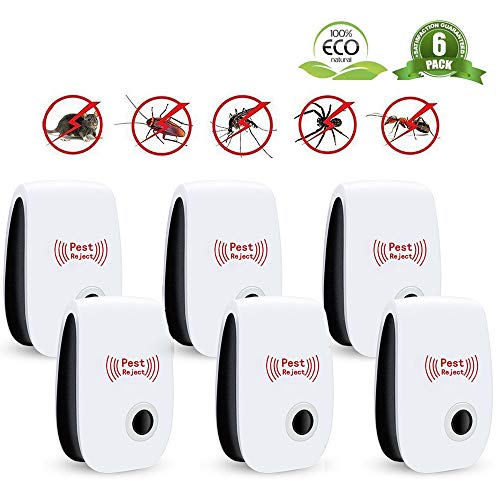 DEAR-JY Ultrasonic Pest Repeller,6 pack Electronic Plug In,For Insects Roaches Flies Ants Spiders Mice Bugs,Non-toxic Humans pets safe