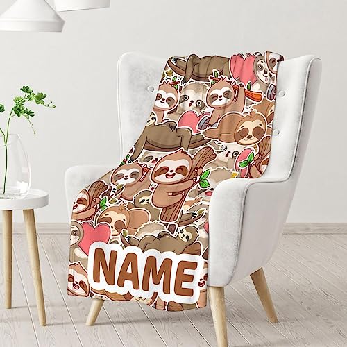Mercuryelf Custom Sloth Throw Blanket - Soft, Fuzzy & Warm - 30x40 Inches Small Blankets for Lap, Crib - Brown Novelty Throws Gift for Sloth Lovers
