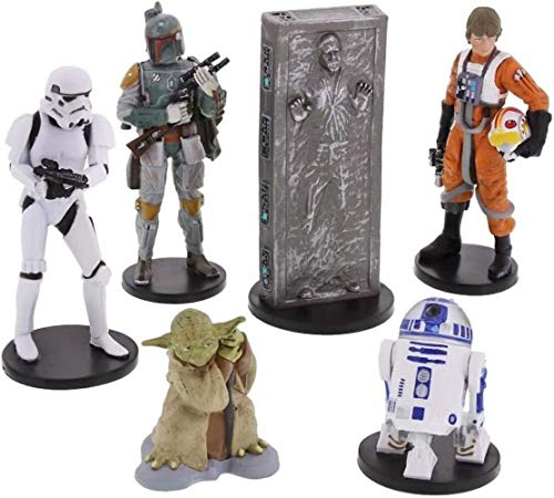 Disney Star Wars Collectible Figures Toy Playset Theme Park Exclusive - The Empire Strikes Back - Luke Skywalker, R2-D2, Yoda, Stormtrooper, Han Solo, Boba Fett