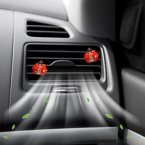 Image of 2 Pcs Ladybug Air Vent Clips, Red Lady Bug Car Air Diffusers Fresheners Cute Bling Gifts (Not Contain Air Freshener)