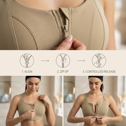 Image of Shoppy Villa - high Impact Sports Bra for Heavy Breast Full Coverage | Gym Bras for Women Workout | Yoga Bra,with Front Zipper Seamless Bra Push up Bras for Women | Black | 2X-Large