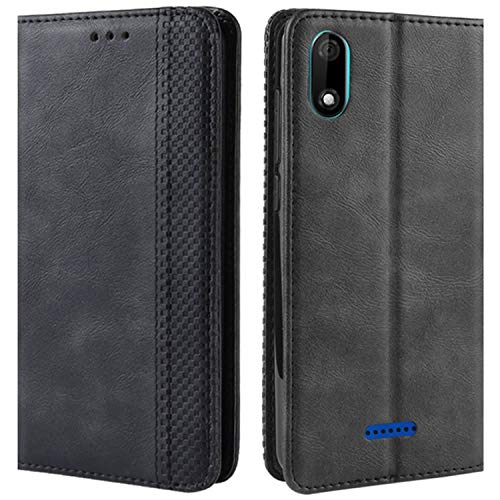HualuBro Cover per Wiko Y60, Flip Case in PU Pelle Premium Portafoglio Cover [Funzione Stand] [Slot Carte] Leather Wallet Phone Custodia per Wiko Y60 2019 (Nero)
