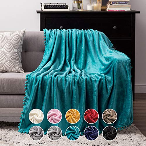 MIULEE Bedding Manta para Sófas de Franela Manta para Cama Sofa Longue Sensación de Terciopelo Grande Súper Suave Soft Largo Blanket Ligera y Cálida Felpa Manta 127x153cm 50x60inch Agua Verde
