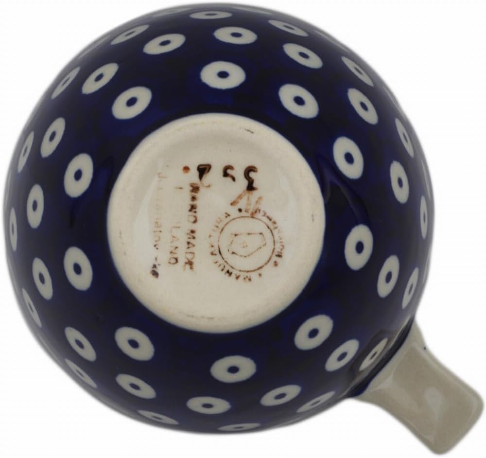Polmedia Polish Pottery Set of 4 Measuring Cups - Peacock Eyes Pattern Handmade in Boleslawiec Poland + Certificate of Authenticity