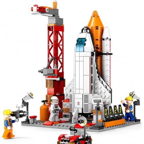 Image of Space Exploration Rocket & Launcher Building Blocks Set, 521+ PCS STEM Aerospace Construction Model Kit for Kids | Educational Building Toy | 1 Year Manufacturing Warranty