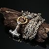 MILACOLATO Mjolnir Necklace Bracelet Silver/Gold Viking Jewellery for Men Stainless Steel Thor Hammer Pendant with 61cm Heavy Chunky Byzantine Chain Necklace Cuban Link Bracelet Chain Gift G #5
