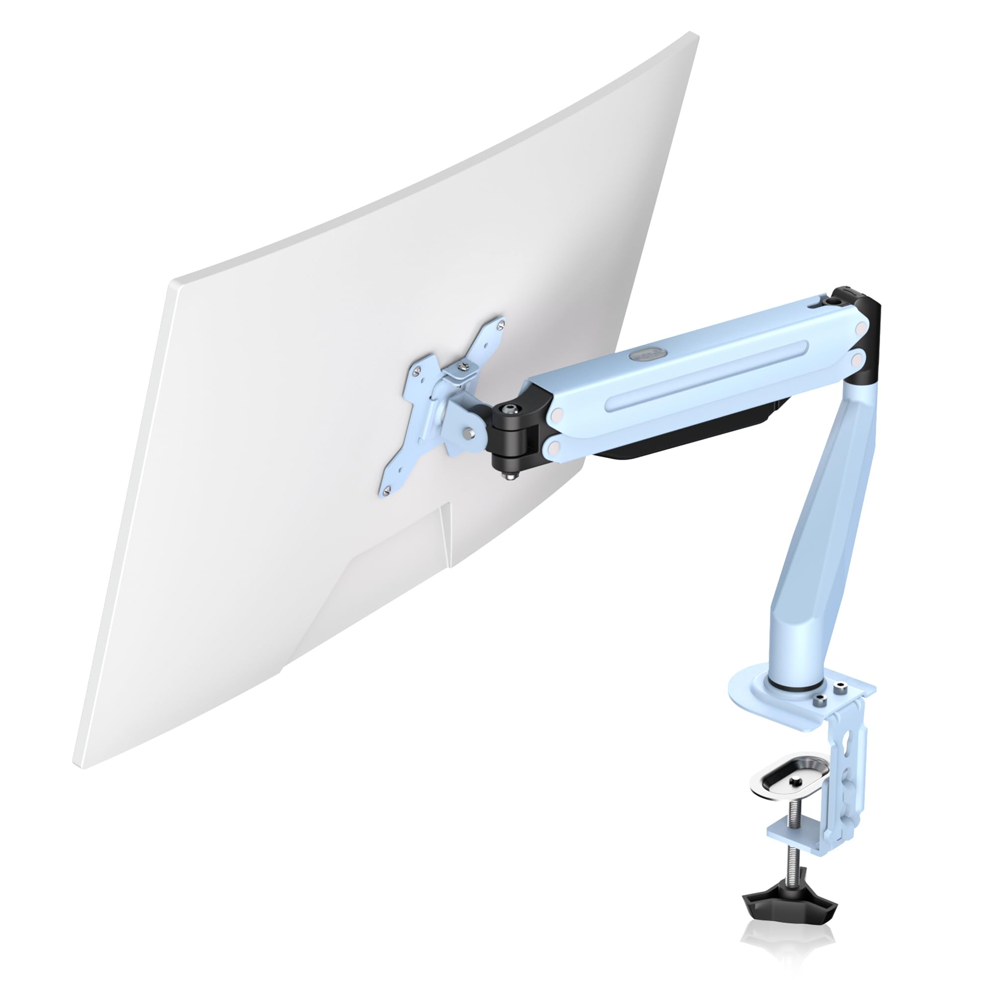 Suptek Single Monitor Arm Gas Spring, Monitor Arm Desk Mount for 17-32" Monitors up to 10kg, Tool Free Height Adjustable Screen Arm with Tilt Swivel Rotation, VESA 75/100mm, C-clamp/Grommet Options