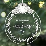 Wedding Gifts,Wedding Gifts for Couples Unique 2022,Our First Christmas as Mr and Mrs Ornament 2022,