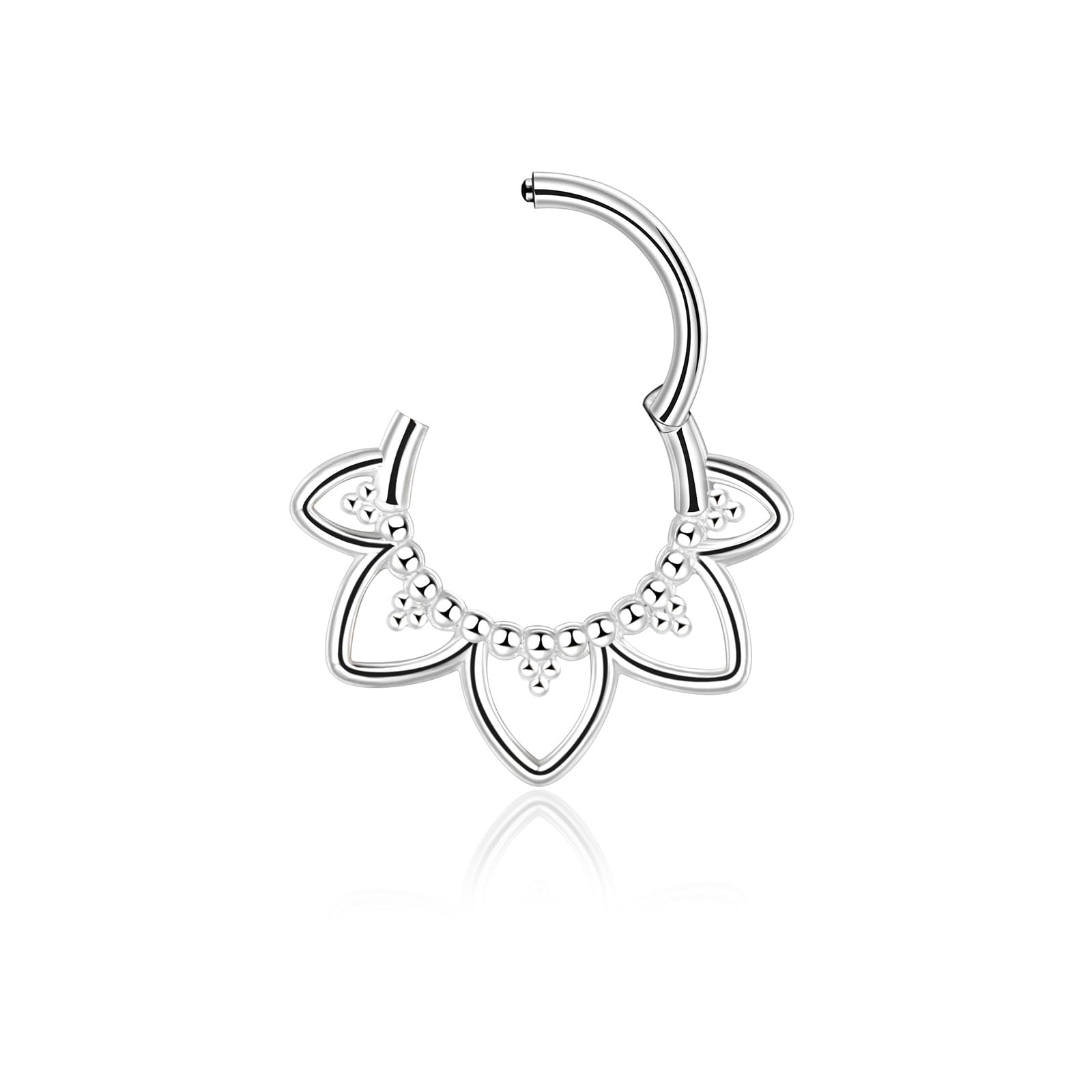 Lantine 16g Septum-Piercing Minimalistische Lotusblume Gold/Stahlfarbe Scharnier-Segment-Clicker Daith Piercing Chirurgenstahl Conch Tragus Rook 8mm 10mm