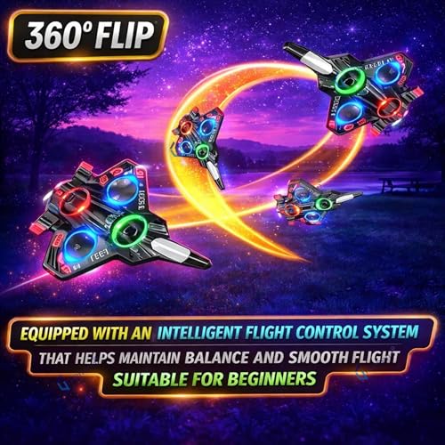 Image of GRAPHENE Remote Control Aeroplane RC Plane for 6-16 Years Kids Boys Adults Fighter Jet Toy 2.4 GHz with LED Lights 360 Flip Hovering Stunt Roll Spin Flight Aircraft Foam Glider Airplane Hobby Toy