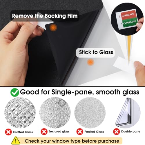 Image of Coavas Blackout Window Film Room Darkening, 100% Light Blocking,35.4 inchx78.7 inch