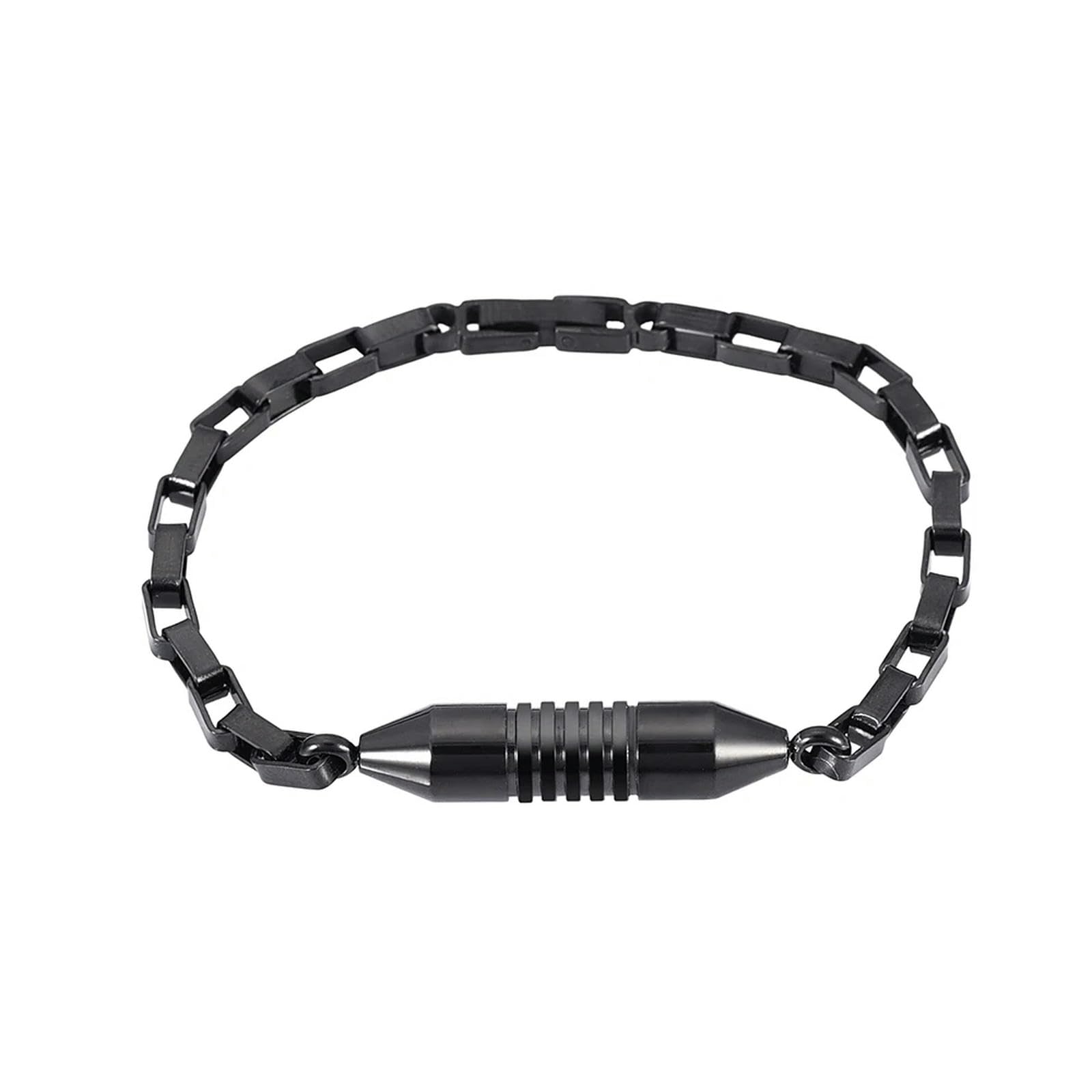 Bracelet funéraire pour cendres en acier inoxydable noir | Bijou souvenir homme femme