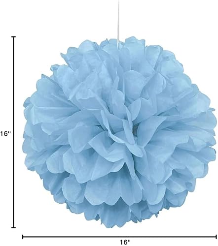 Miniatura 2 de Pompón de papel de seda color negro, de 16 pulgadas., 16", Azul claro