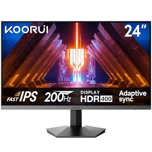 KOORUI 24 Zoll PC Bildschirm,Gaming Monitor 200Hz,1920x1080 Fast IPS, Adaptive Sync, HDR400, FHD, HDMI 2.0 & DP 1.4, VESA 75x75 mm