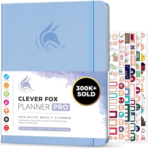 Clever Fox Planner PRO Weekly & Monthly Life Planner to Increase Productivity Time Management and Hit Your Goals 21.5x28cm (Periwinkle)