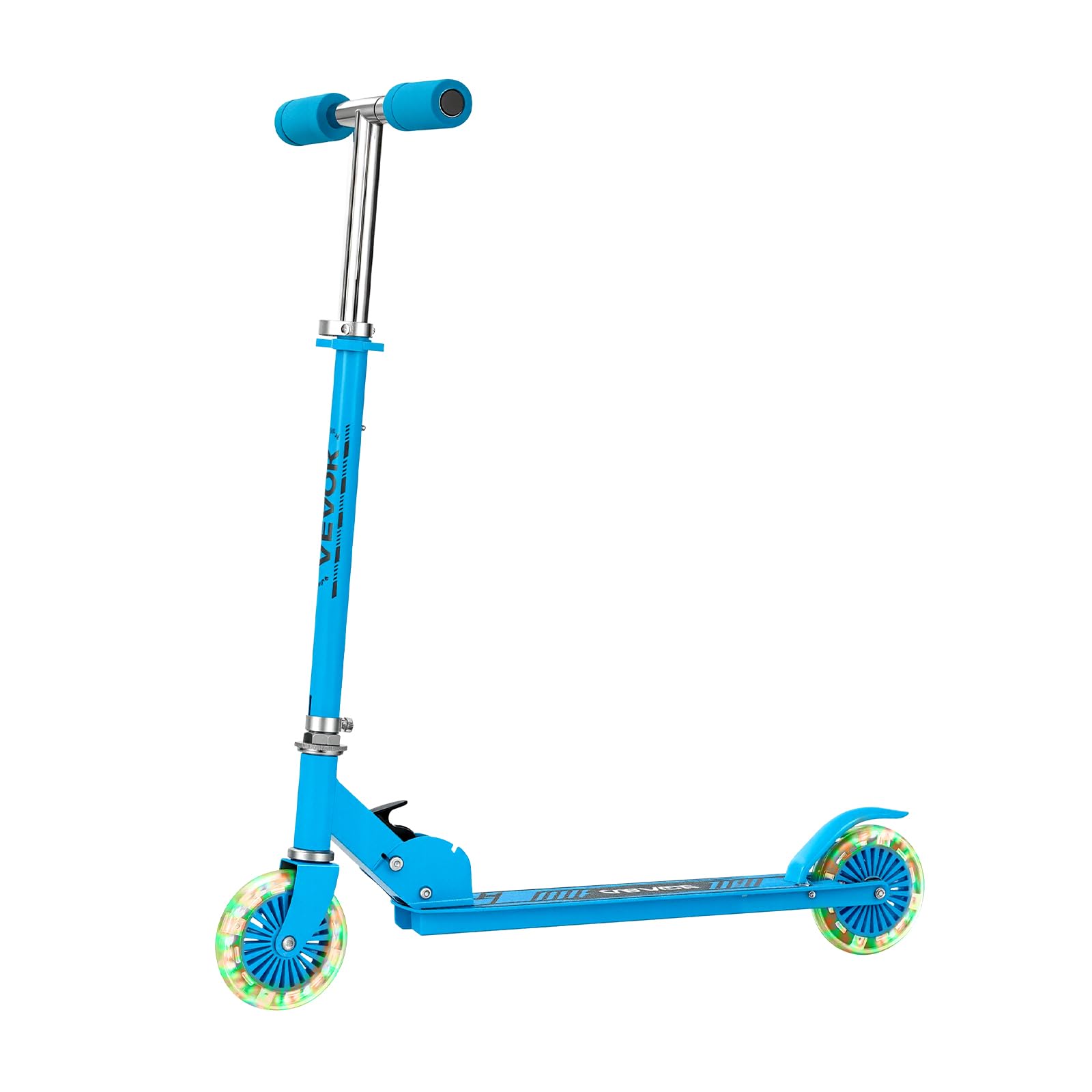 VEVOR Trottinette pour Enfants à partir de 3 Ans, patinette à 2 Roues Lumineuses, Guidon réglable en Hauteur, Large Plateau antidérapant, Cadre léger et Pliable pour garçons et Filles à 50 kg, Bleu
