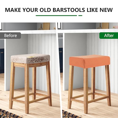 Image of YISUN Stool Covers Rectangle - 4 Pack Stretch Waterproof Saddle Seat Cover Counter Bar Stools Bar Chairs Covers Kitchen Island Chairs Cushion Protector