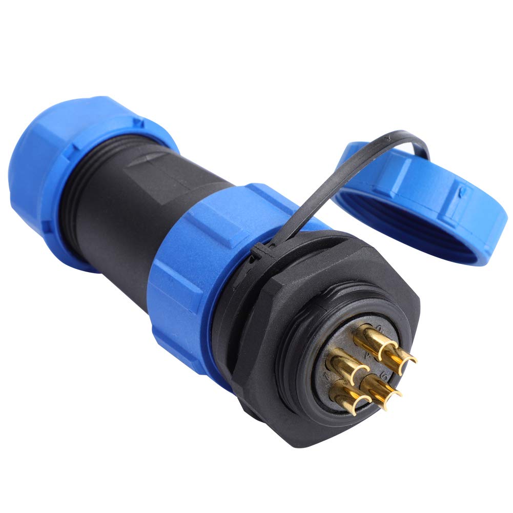 IP68 SP21 2Pin/3Pin/4Pin/5Pin/6Pin/7Pin/9Pin Waterproof Male Wire Panel Power Chassis Metal Fittings Connector Aviation Gold Plated(5 PIN)