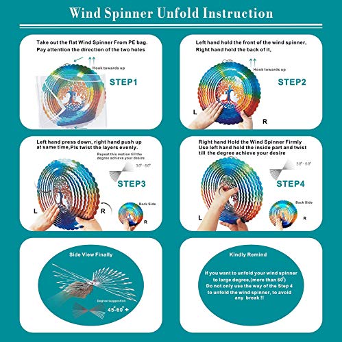 Image of Fonmy Stainless Steel Wind Spinner-3d, Laser Cut Hand Painted with Color Sparkling Powders, Indoor Outdoor Garden Decoration Crafts Ornaments,Multi Color Tree of Life Wind Spinner-12inch