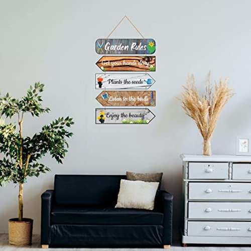 Image of Zesta Garden Rules Wooden Wall Hanging Decorative Items /Hanging Home Wall Decor Items /MDF Decoration Items /Cute Wall Art For Living Room /Home Decor Items Living Room