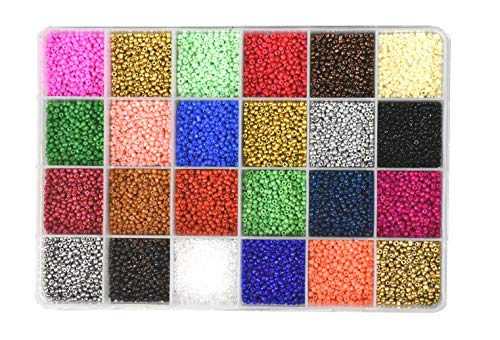 Image of Mandala Crafts 11 /0 Glass Seed Beads for Beadwork - 18000 Pcs 2mm Rainbow Round Small Rocaille Beads for Jewelry Making, Necklace Bracelet Earring Craft Supplies